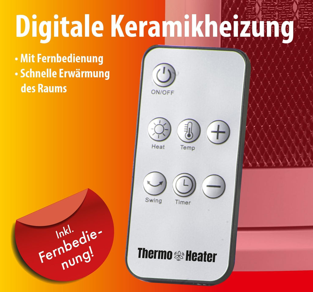 Thermo-Heater Digitale Keramikheizung weiß, mit Fernbedienung