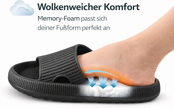 Relax Vital Wolken Slipper, schwarz, Größe 45, Polybag / Hang Tag