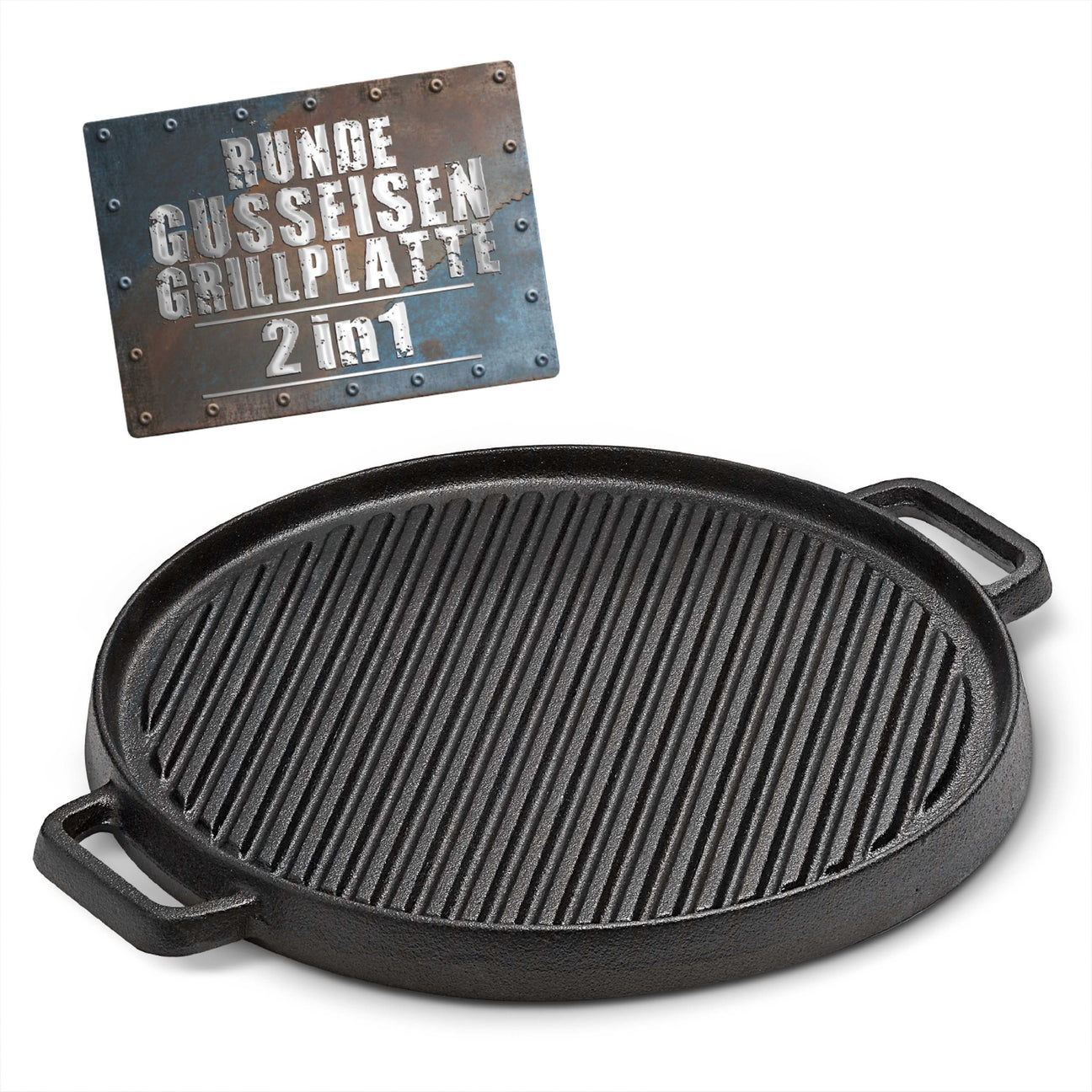 BBQ Boss 2 in 1 Grillplatte rund, 30cm