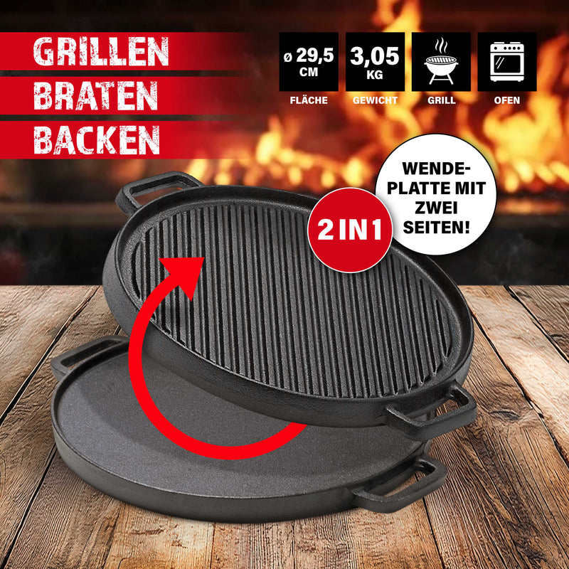BBQ Boss 2 in 1 Grillplatte rund, 30cm-2