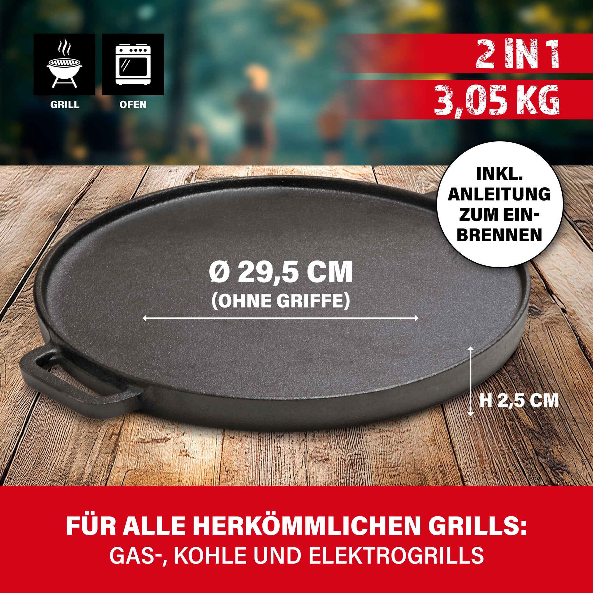 BBQ Boss 2 in 1 Grillplatte rund, 30cm-7
