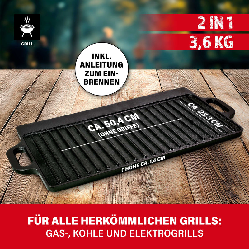 BBQ Boss Gusseisen Grillplatte 2 in 1-6