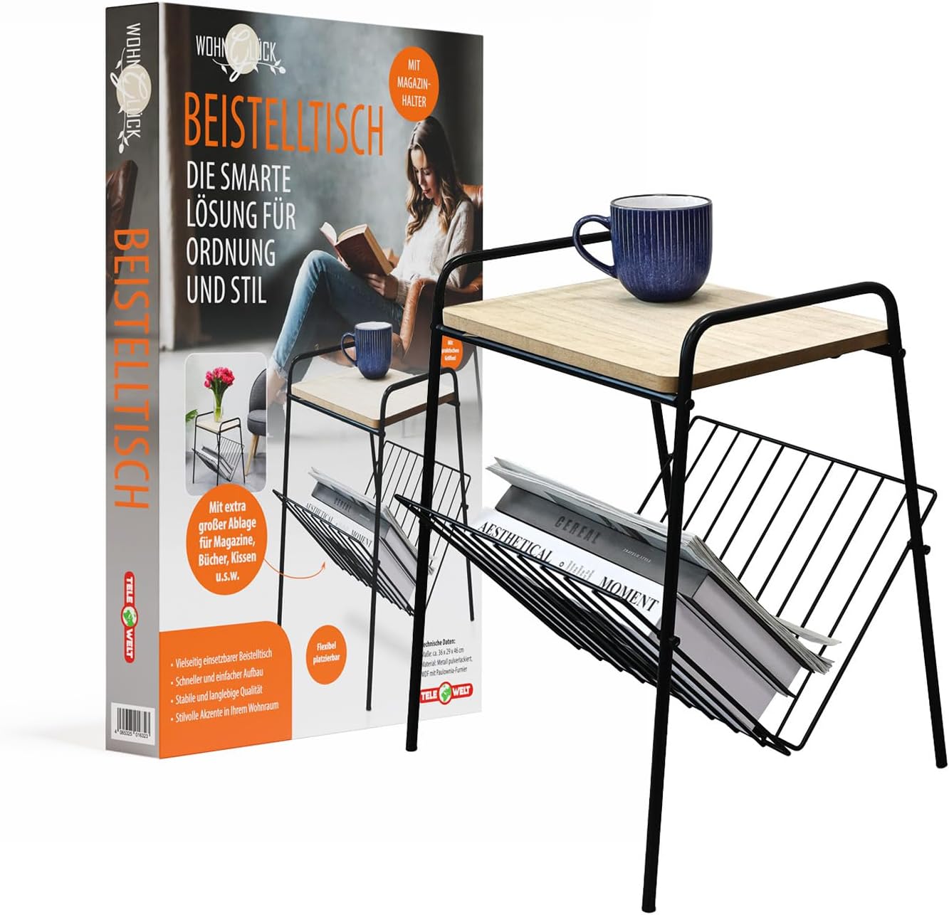 Beistelltisch mit Magazin