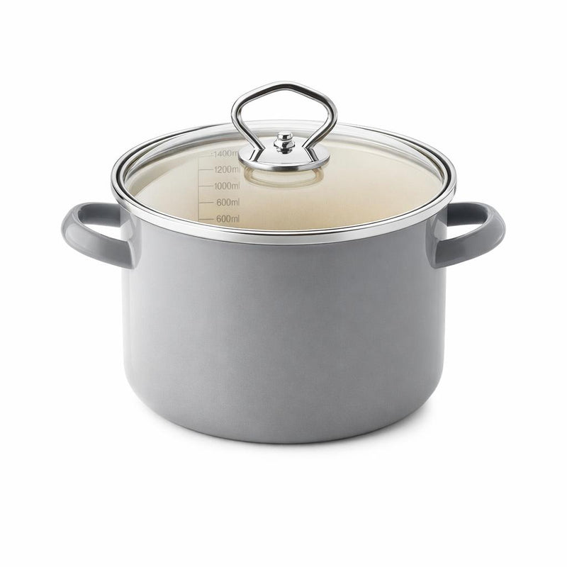 Ceraflon Emaille Topf mit Deckel 16cm, cool grey-1