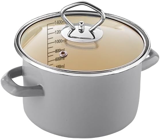 Ceraflon Emaille Topf mit Deckel 20cm, cool grey