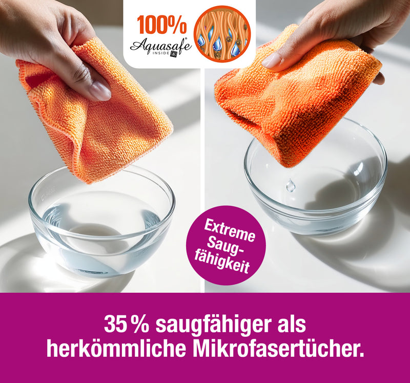 Clever Clean Super Mikrofasertücherset 10-tlg in 3 Farben (orange, grau, beere)-3