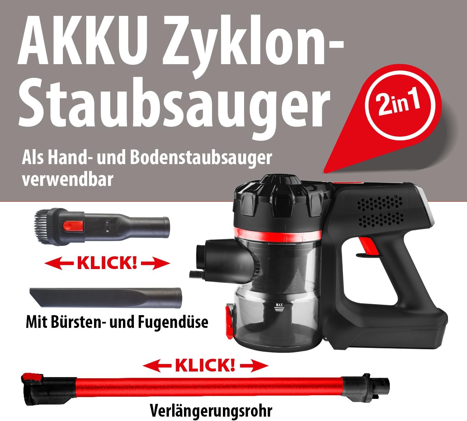 Fusion MX 10 Redline Akku Zyklonsauger-2