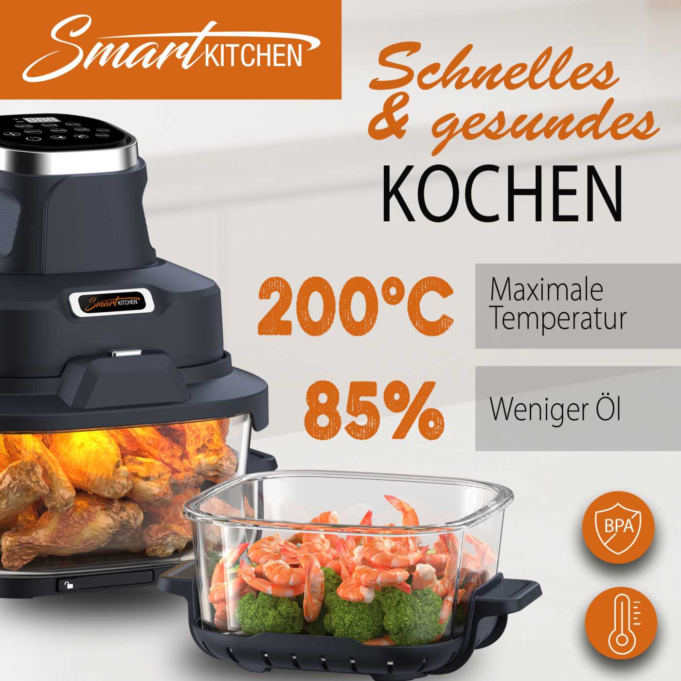 Smart Kitchen 4 in 1 Glass Air Cooker-7