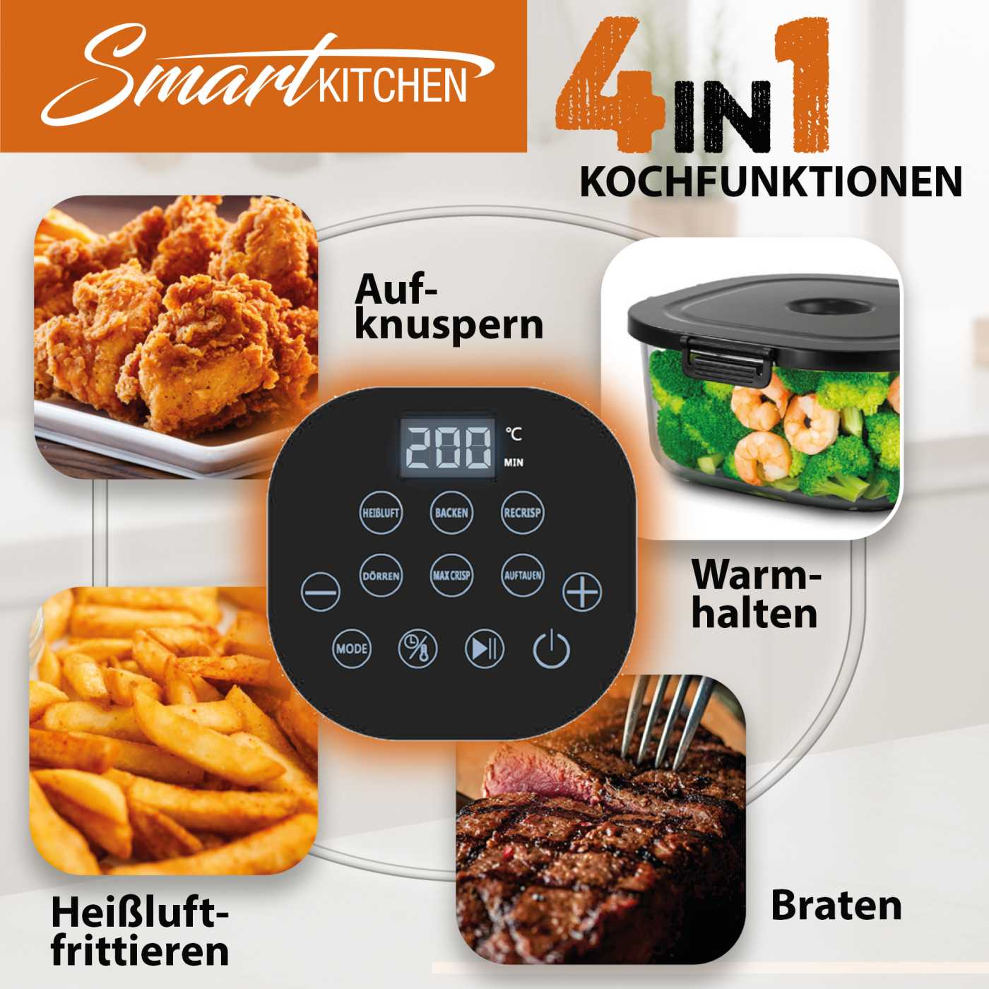 Smart Kitchen 4 in 1 Glass Air Cooker-8