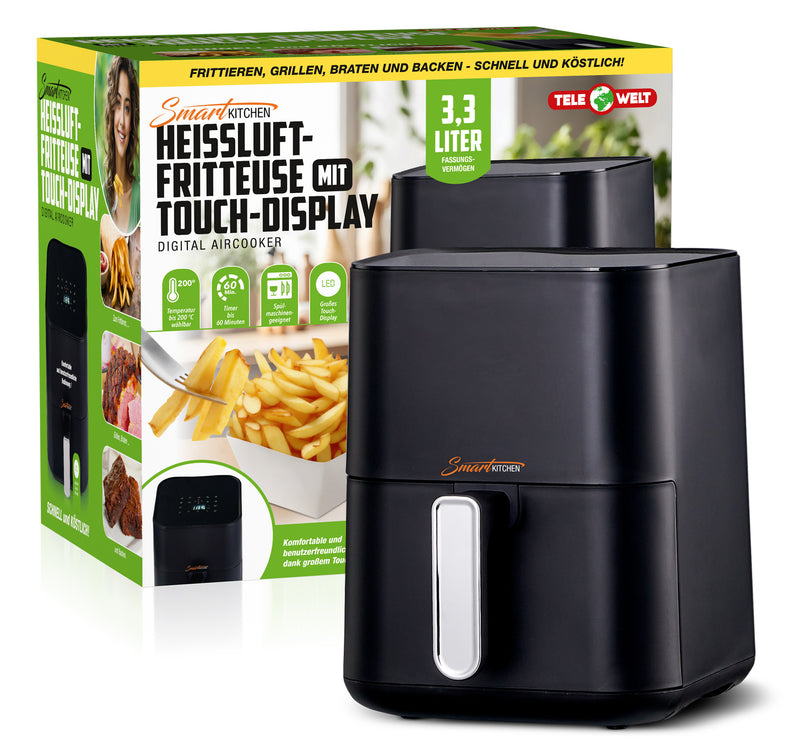 Smart Kittchen Heissluft-Fritteuse, 3,3L, 1200W, digital, Touch-Screen-2