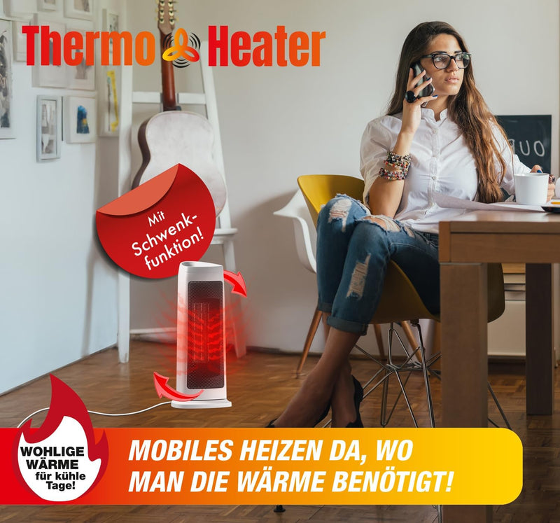 Thermo-Heater Digitale Keramikheizung weiß, mit Fernbedienung-5